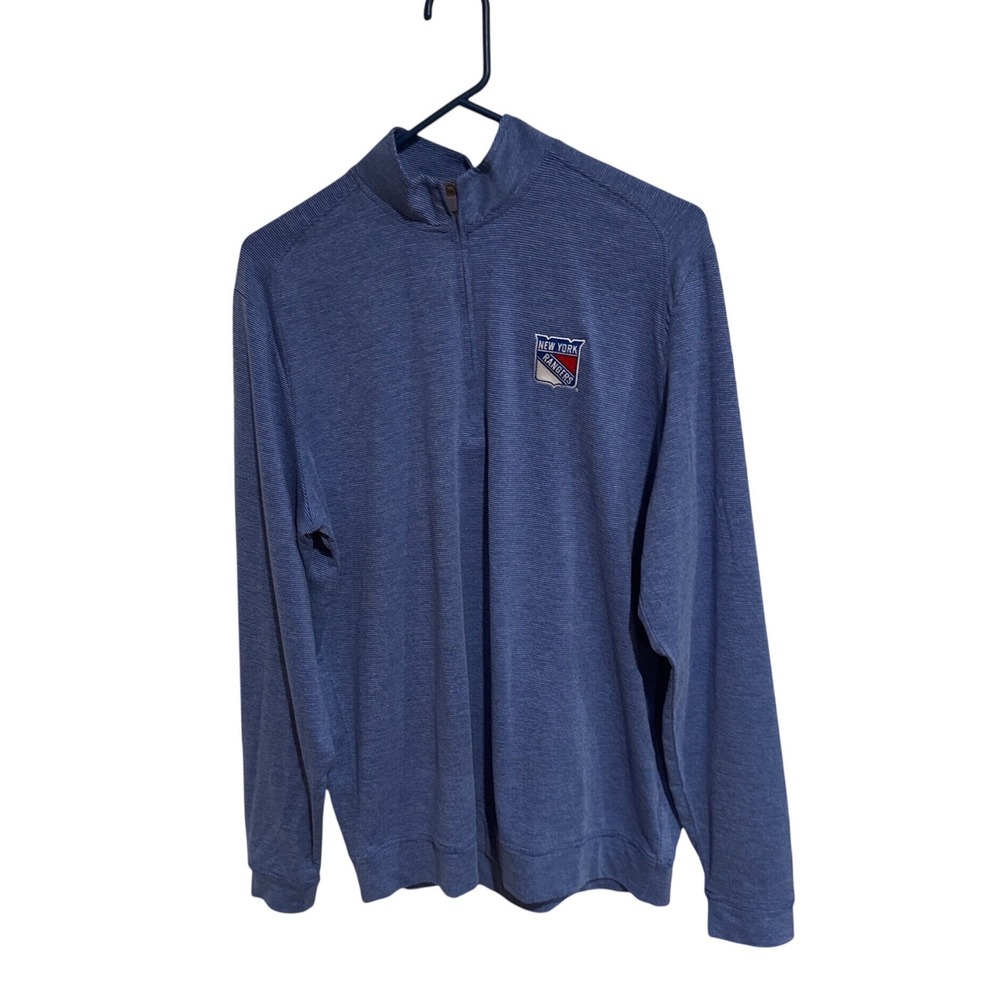 Johnnie-O Vaughn New York Rangers NHL Quarter Zip Pullover Blue Mens Medium